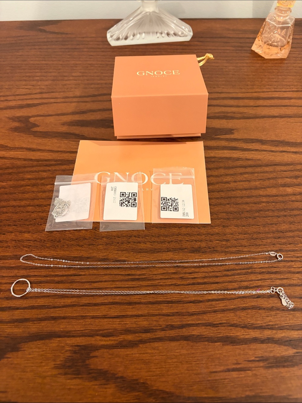 3 Gnoce silver necklaces (2 for charms)
